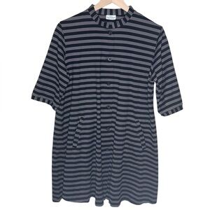 Marimekko Women’s Large Striped Tunic Shirt Button Down Cotton Finland